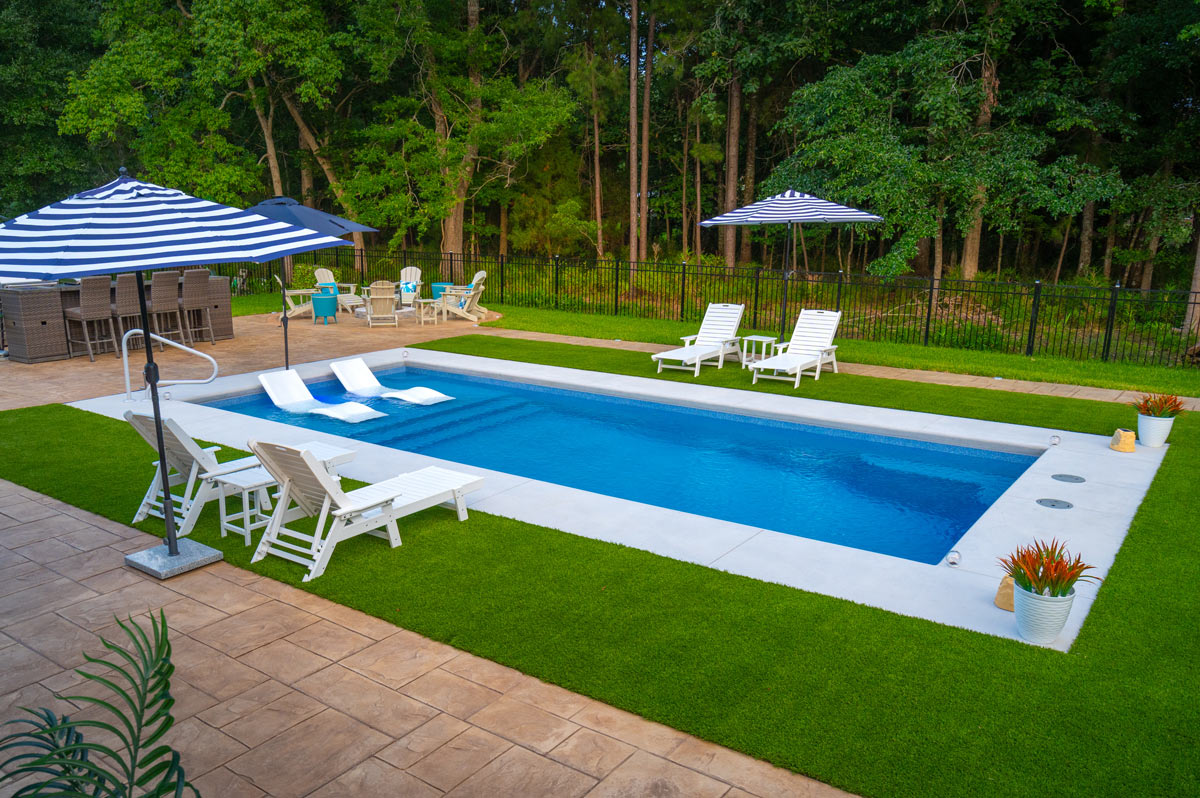 Completed luxury pool installation by Copano Pools and Spas in Bulverde, TX</p> <p>